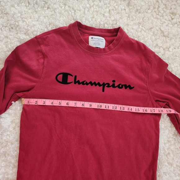 Champion Size Small Men's Red Long Sleeve Shirt Cotton Athletic Casual - Picture 3 of 8